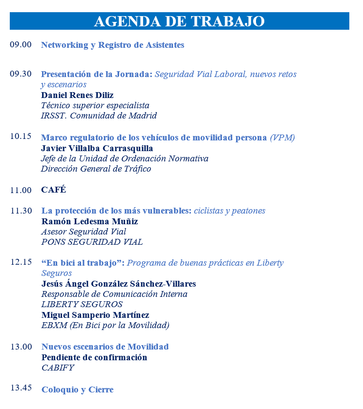 Agenda de la jornada